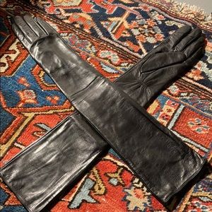 Long real leather gloves